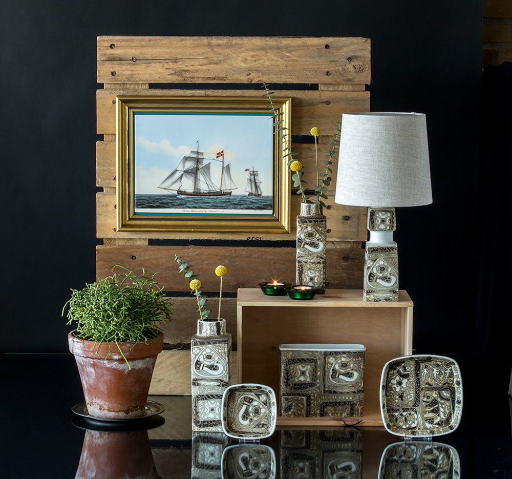 Lampeskærm, rund, retro, 18 cm i højden, beige hørstof