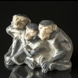 Aber, Trio, tre siddende aber, Abe figur Royal Copenhagen nr. 1454-940