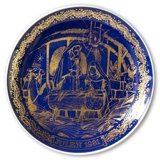 1981 Ravn Cobalt Blue Christmas Plate Naitivity Scene