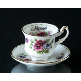 Royal Albert MINIATURE Månedskop med blomster Marts Anemone  (kop Ø4,5cm underkop Ø 7,3cm)