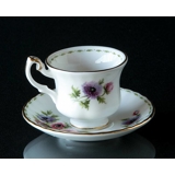 Royal Albert MINIATURE Månedskop med blomster Marts Anemone  (kop Ø4,5cm underkop Ø 7,3cm)
