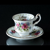 Royal Albert MINIATURE Monthly Cup with Flowers August Poppy (cup Ø4.5cm, saucer Ø 7.3cm)