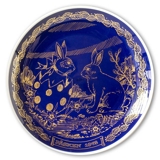 1978 Ravn Cobalt Blue Easter Plate Bunny Rabbit in Easter Egg