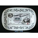 Ravn svensk seddelplate nr. 4 Fem kroner med røde valørcifre 1918-1952