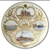Royal Copenhagen platte med Københavns Frihavn og Isak Glückstadt