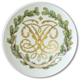 Royal Copenhagen platte med monogram i guld, 1892 1. April 1917