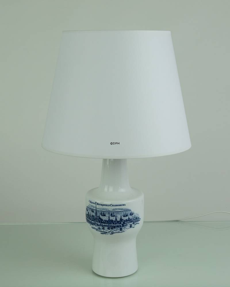 Rund cylinderformet lampeskærm 23 cm i højden, hvid chintz stof