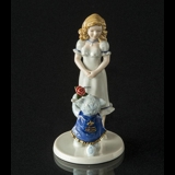 Steiff Teddy Bear Proposes to Girl, Royal Copenhagen figurine