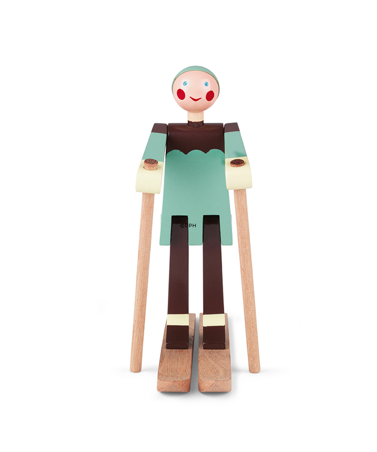 Kay Bojesen skiløber, Boje, dreng, bøgetræ  (udstillingsmodel med original kasse)