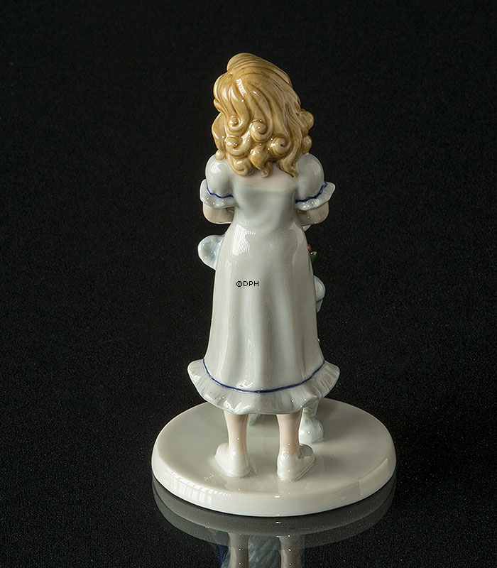 Steiff bamse frier til pige, Royal Copenhagen figur