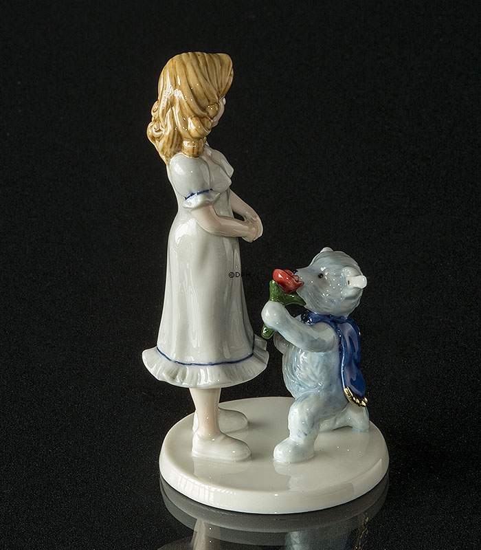 Steiff bamse frier til pige, Royal Copenhagen figur