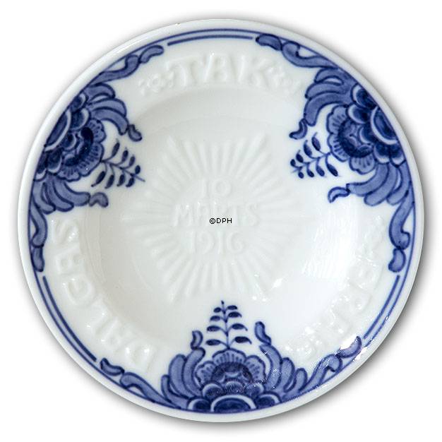 Royal Copenhagen Mindeplatte Tak fra Dalgas 10 Marts 1916 nr. 1784