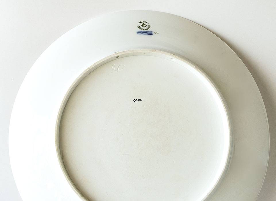 Royal Copenhagen platte med monogram i guld - Labor Fortuna Est