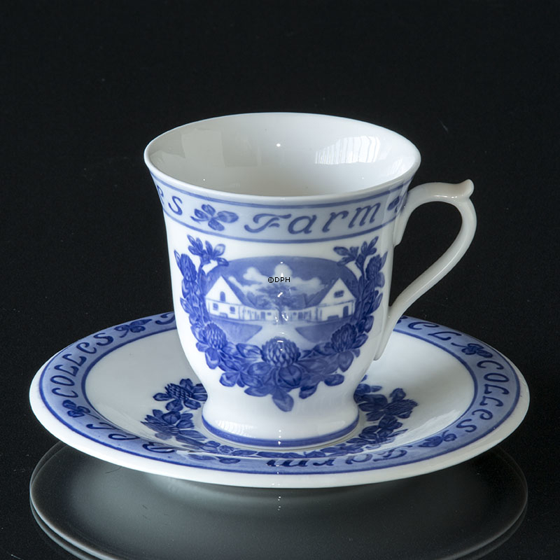 Royal Copenhagen Bel Colles Farm kaffekop med underkop Art Nouveau