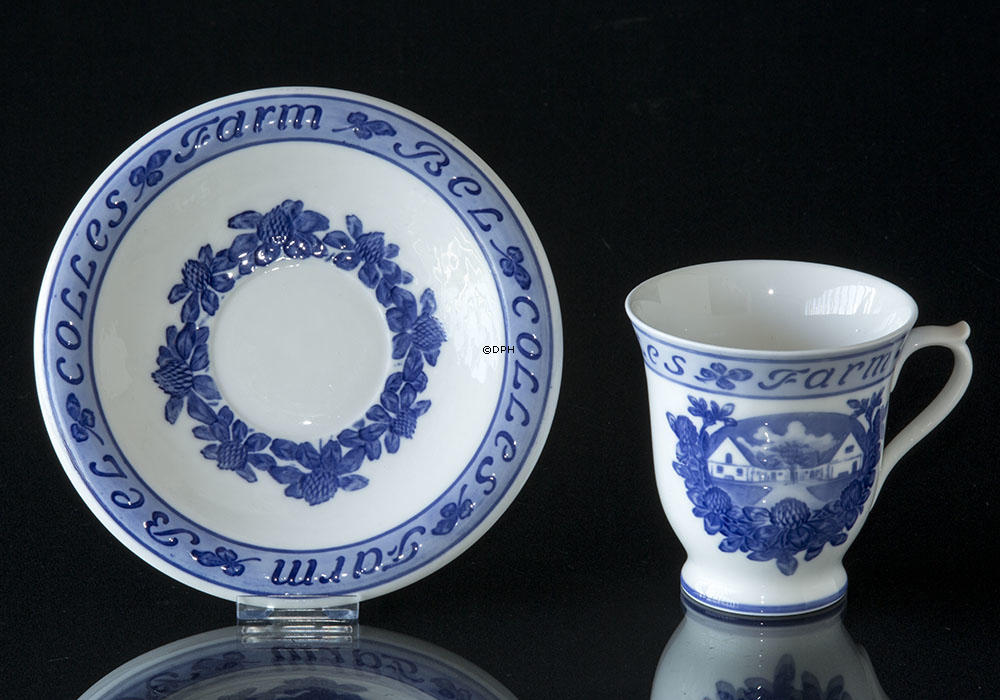 Royal Copenhagen Bel Colles Farm kaffekop med underkop Art Nouveau