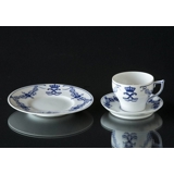 Blue Fluted Coffee Cup with Saucer and Cake Plate (1898-1923), Royal Copenhagen Queen Louise Coffee Service