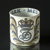 Kæmpe Jubilæumskrus, Royal Copenhagens 1899-1969 Christian d. 9. jub. - Med Gud for ære og ret