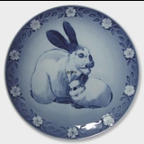 1985 Royal Copenhagen Mother and Child plate, rabbit with bunnies