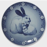 1985 Royal Copenhagen Mother and Child plate, rabbit with bunnies