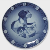 1986 Royal Copenhagen Mother and Child plate, dog with puppies