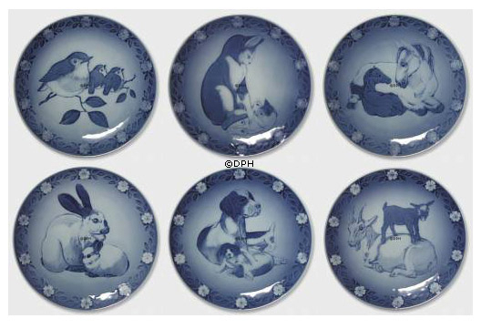 1986 Royal Copenhagen Mor og Barn platte Hund med hvalpe