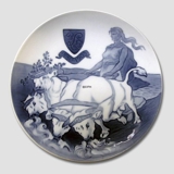 1880-1905 Royal Copenhagen Memorial plate, Gefion plowing, 1880-1905