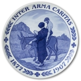 1877-1907 Royal Copenhagen Red Cross Memorial plate, INTER ARMA CARITA (Very RARE only made 15 pcs.)