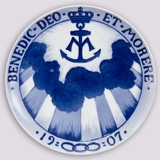 1907 Royal Copenhagen Memorial plate, BENEDIC. DEO ET MORERE