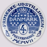 1907 Royal Copenhagen Mindeplatte, FRIMÆRKE UDSTILLING MCMVII.