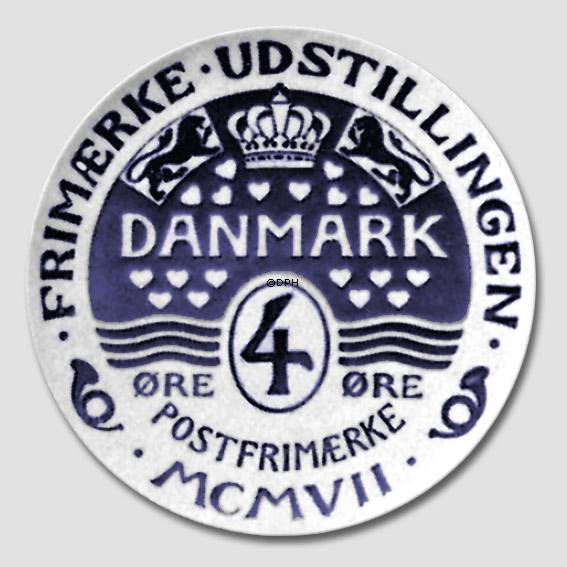 1907 Royal Copenhagen Mindeplatte, FRIMÆRKE UDSTILLING MCMVII.