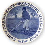 1809-1909 Royal Copenhagen Memorial plate, MARIBO AMTS ØKONOMISKE SELSKAB 1809-1909