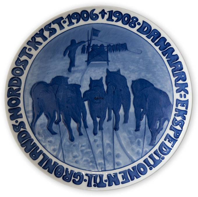 1906-1908 Royal Copenhagen Mindeplatte, DANMARK EKSPEDITIONEN TIL GRØNLANDS NORDOST KYST 1906-1908.