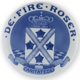 1909 Royal Copenhagen Memorial plate, DE FIRE ROSER - CARITATE DEI