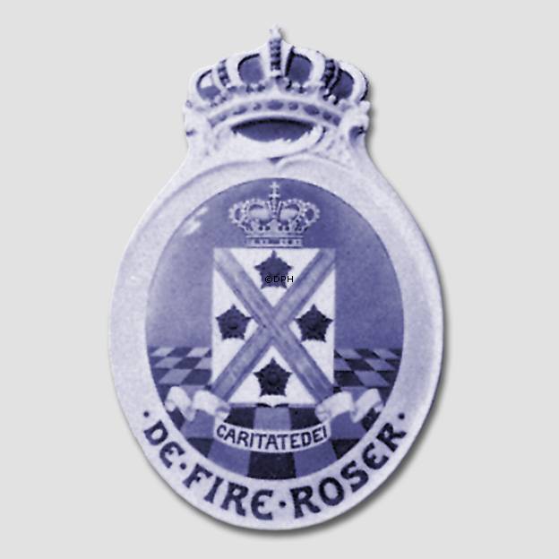 1909 Royal Copenhagen Mindeplatte, DE FIRE ROSER - CARITATE DEI
