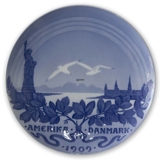 1909 Royal Copenhagen Memorial plate, AMERICA - DENMARK 1909