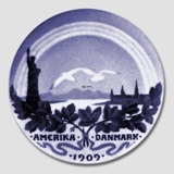 1909 Royal Copenhagen Memorial plate, AMERICA - DENMARK 1909