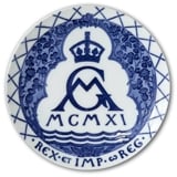 1911 Royal Copenhagen Memorial plate, British coronation plate, GM (Georg V and Mary) MCMXI.