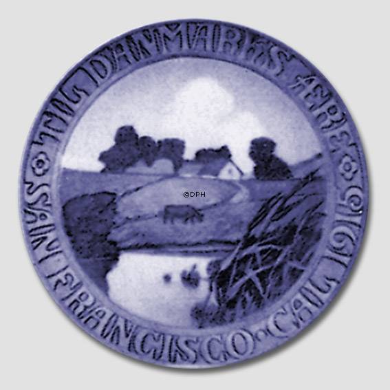 1913 Royal Copenhagen Mindeplatte, San Francisco platte, TIL DANMARKS ÆRE SAN FRANCISCO CAL. 1915