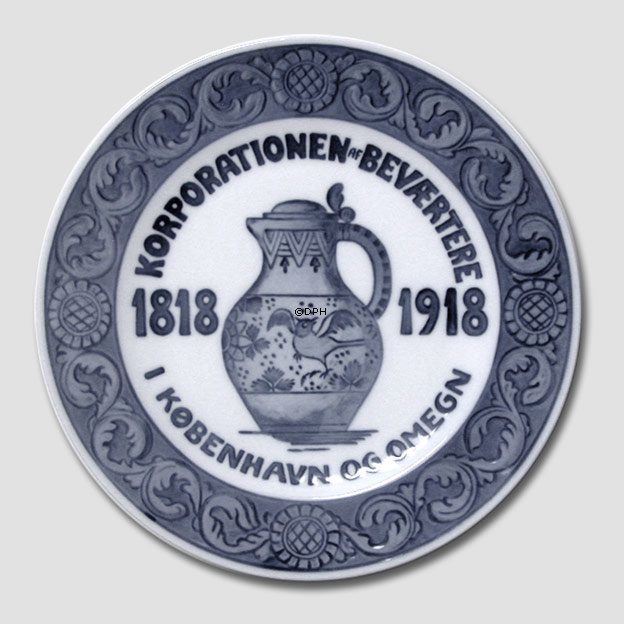 1818-1918 Royqal Copenhagen Mindeplatte, KORPORATIONEN AF BEVÆRTERE 
1818-1918 i KØBENHAVN OG OMEGN