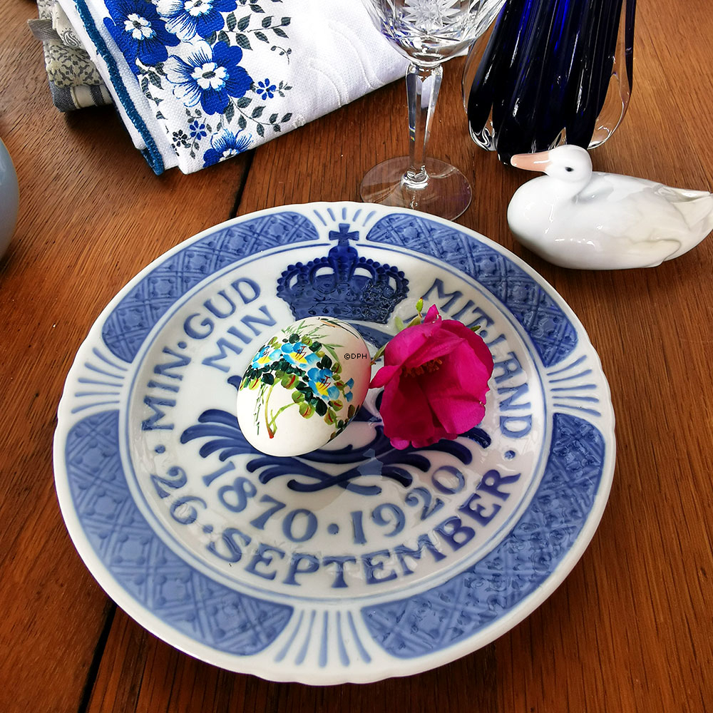 1870-1920 Royal Copenhagen Mindeplatte, MIN GUD MIT LAND MIN ÆRE 1870 - 1920 26 SEPTEMBER