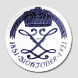 1851-1921 Royal Copenhagen Mindeplatte, Enkedronning Louises 7o-års fødselsdag