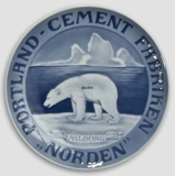 1898-1923 Royal Copenhagen Mindeplatte, PORTLAND CEMENT FABRIKEN NORDEN 1898 AALBORG 1923
