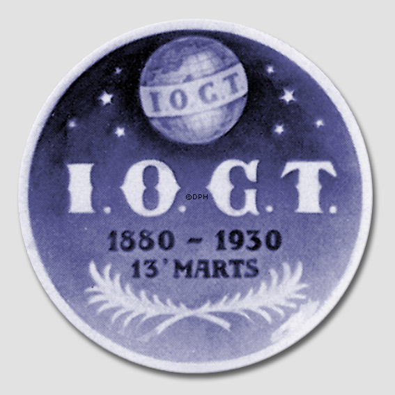 1930 Royal Copenhagen Mindeplatte, 1880-1930, I.O.G.T. (Independent Order of Good Templar 1880 13 MARTS 1930
