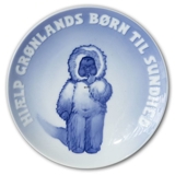 1931 Royal Copenhagen Mindeplatte, Grønlandsplatte, HJÆLP GRØNLANDS BØRN TIL SUNDHED