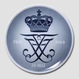 1960 Royal Copenhagen Mindeplatte, indskrift: 1935 24 MAJ 1960.