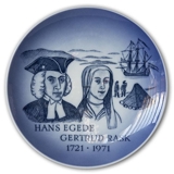 1721-1971 Royal Copenhagen Mindeplatte, Hans Egede og Gertrud Rask,