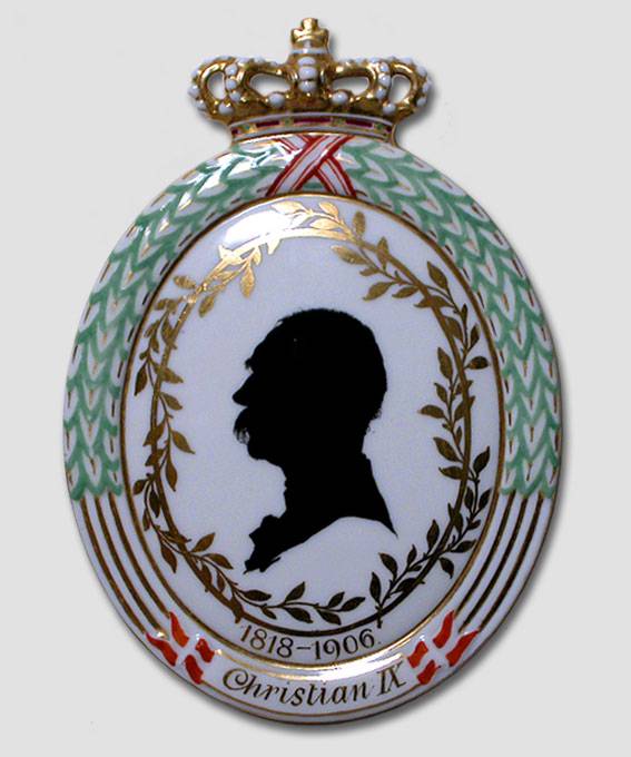 1906 Royal Copenhagen Platte, Silhouet af Christian IX 1818-1906
