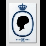 Royal Copenhagen Kachel mit Silhouette der Königin Margrethe