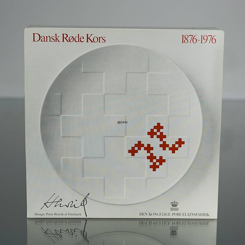 Royal Copenhagen Platte med Røde Kors, tegnet af Prins Henrik