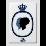 Royal Copenhagen Flise med silhuet af Dronning Margrethe og Prins Henrik